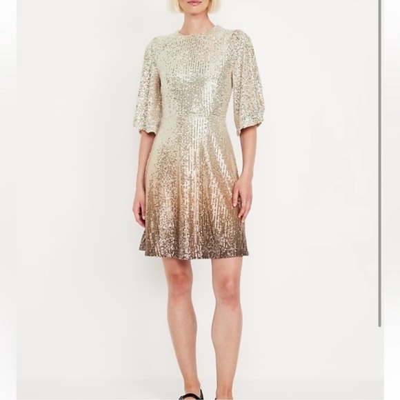 Sequin Dress in Gold and Brown Ombre - Picture 2 of 9